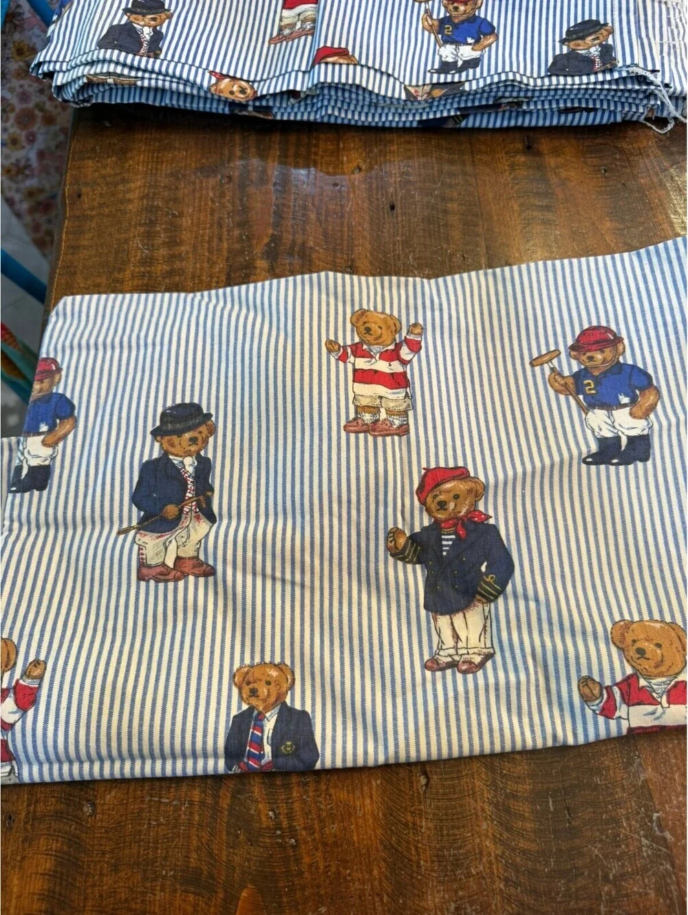 Vintage Y2K Polo Ralph Lauren Bear Print Cotton Twin Sheet/pillowcase